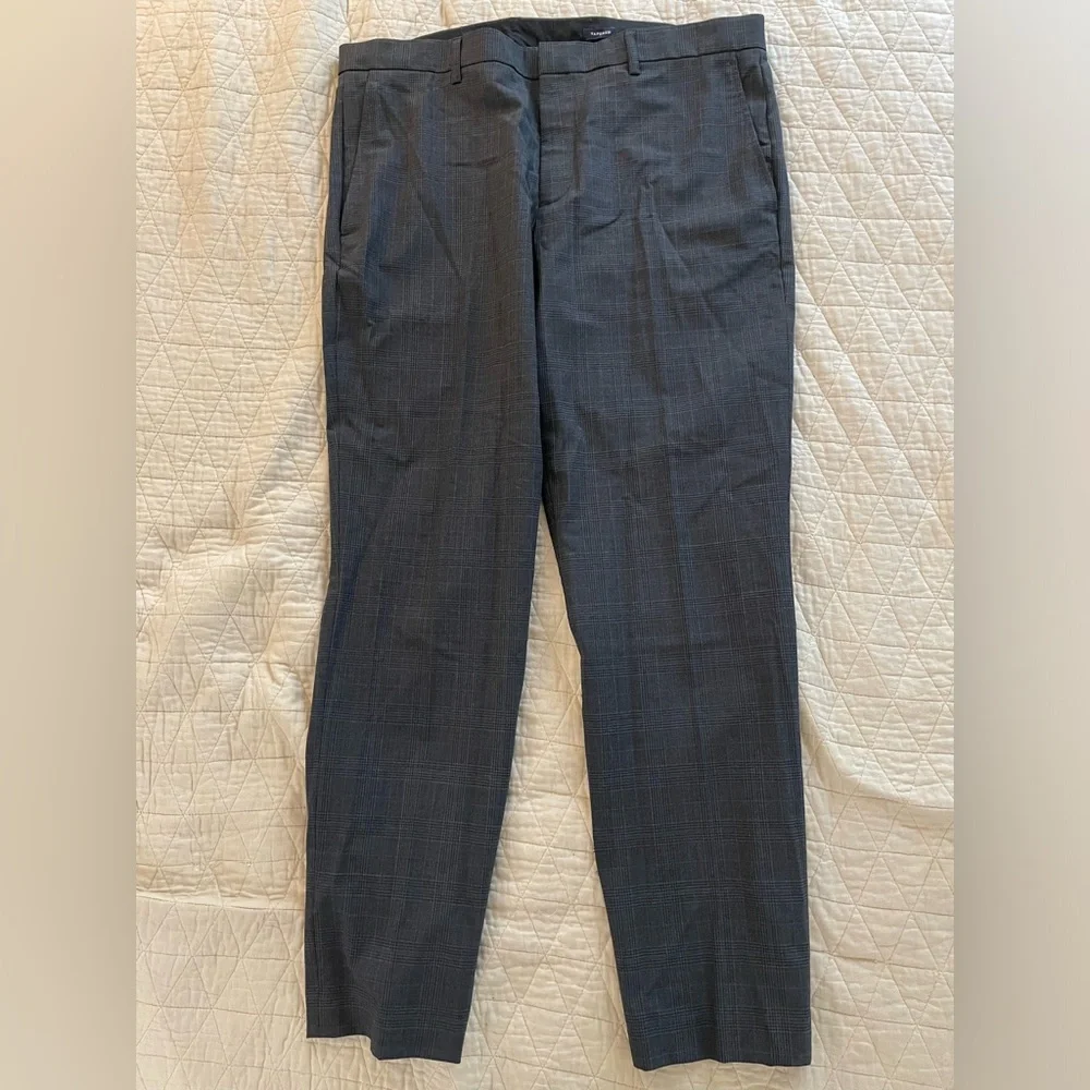 J CREW Thompson Wool Blend Pant in Gray Blue Glen Plaid Size 34‎ $168